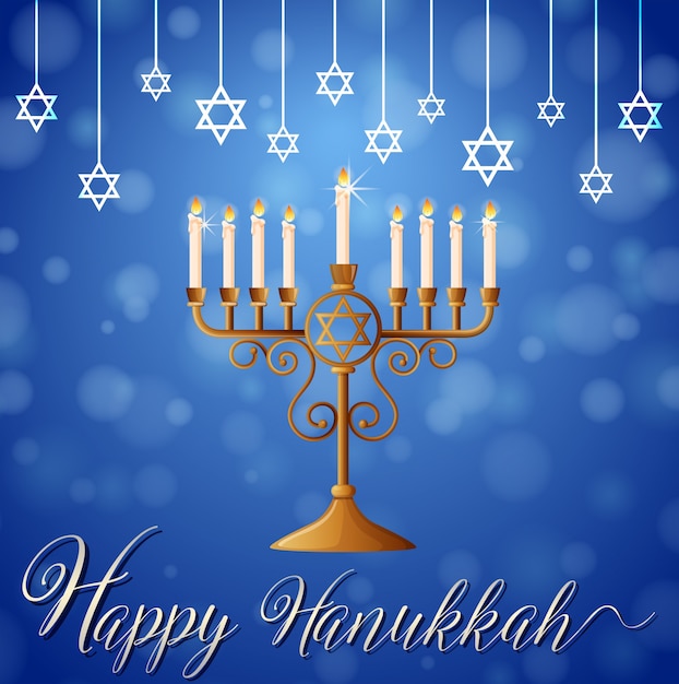 Premium Vector | Happy hanukkah with star symbol and candlelights