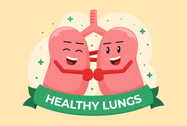 Premium Vector Happy Healthy Lungs Cartoon Illustration