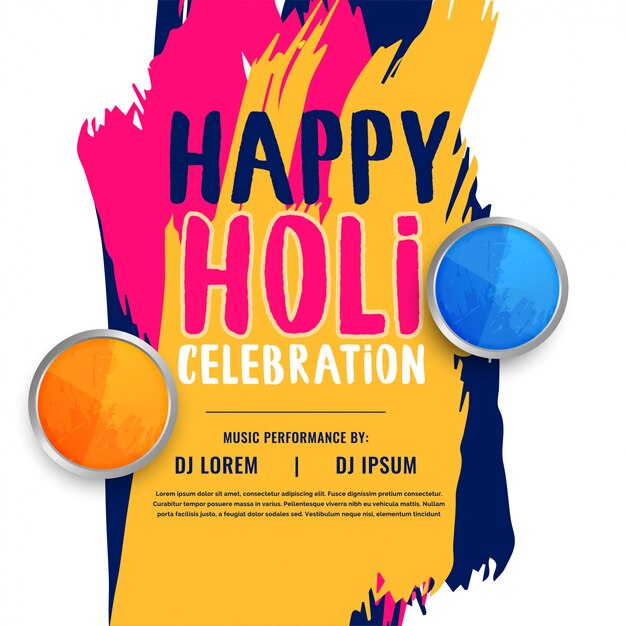 Happy holi celebration invitation poster design Vector | Free Download