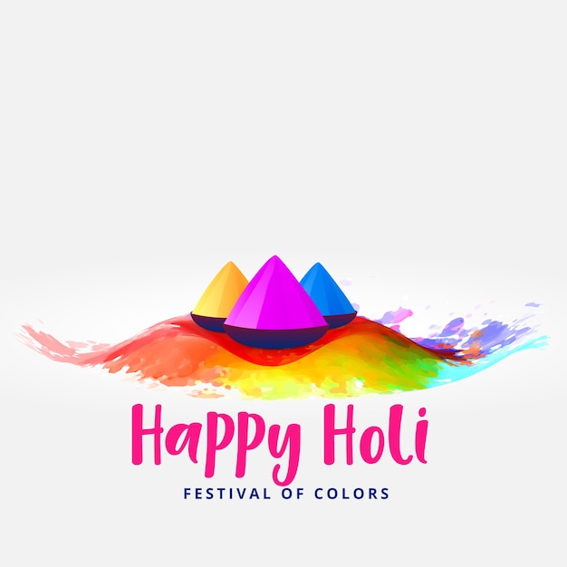 Happy Holi Colors Elements Festival Card Greeting Design Premium Vector