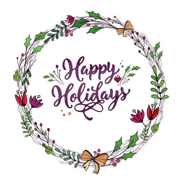 Premium Vector | Happy holidays round circle for cards and presents