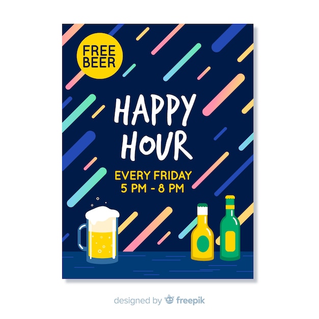 Free Vector | Happy hour abstract poster