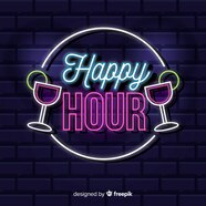 Free Vector Happy Hour Neon Sign With Cocktails