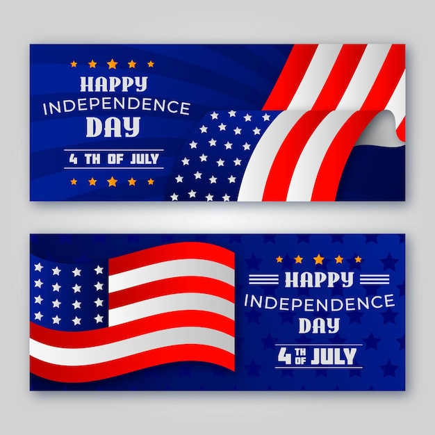 Free Vector | Happy independence day banners with flags