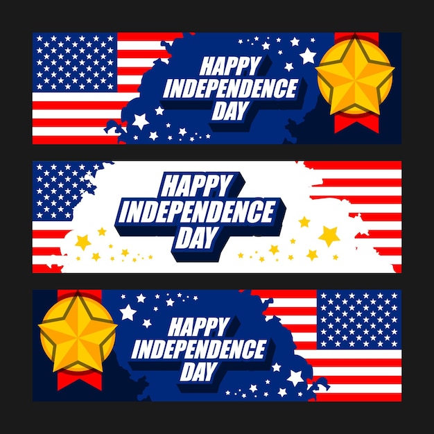 Premium Vector | Happy independence day celebration banner set