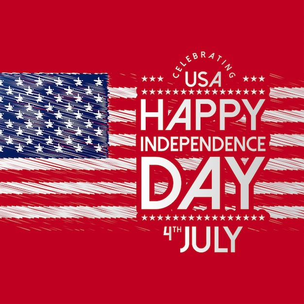 Happy independence day usa with flag Vector Free Download