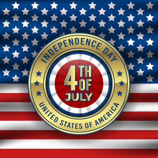 Premium Vector | Happy independence day with golden badge and circular ...