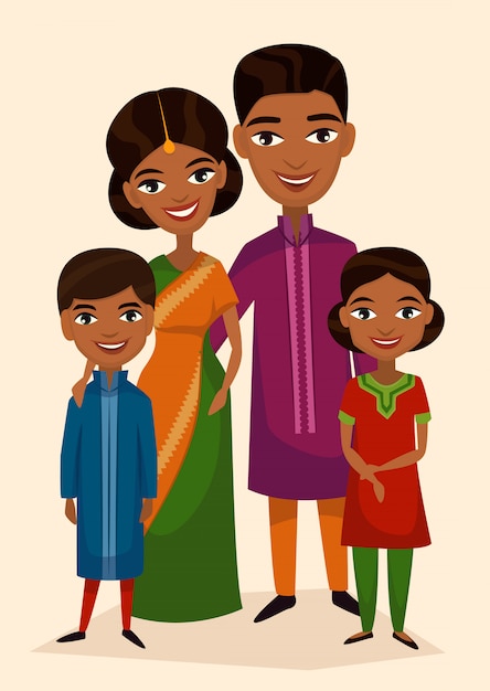 Download Premium Vector | Happy indian family couple with children