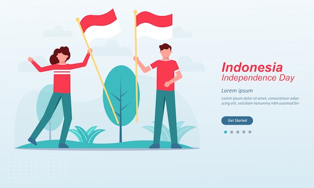 Happy indonesia independence day landing page template ...