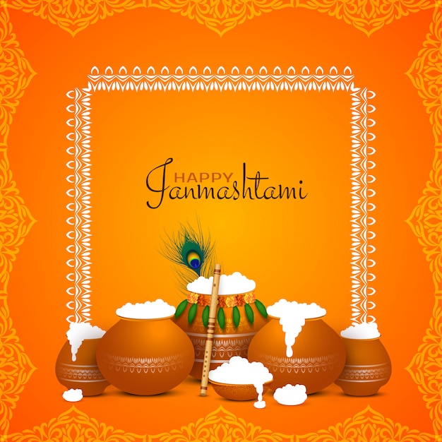 Free Vector | Happy janmashtami festival beautiful celebration background
