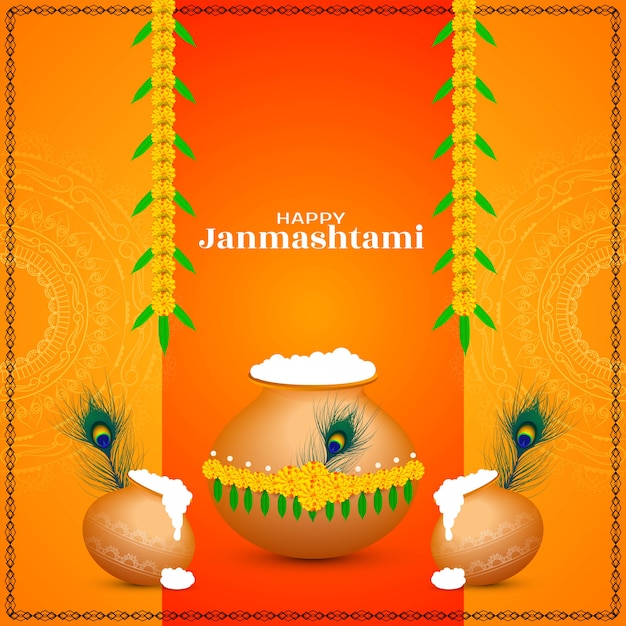 Happy janmashtami indian festival decorative background Vector | Free