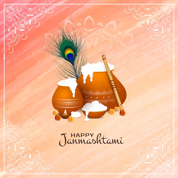 Free Vector | Happy janmashtami indian festival stylish background