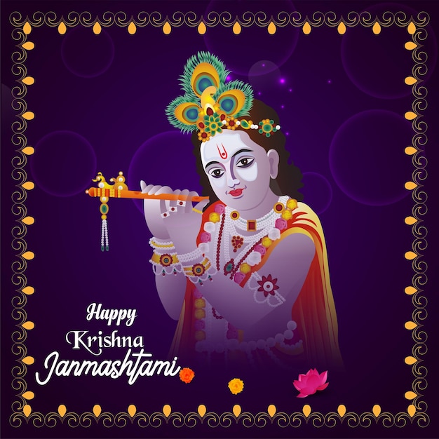 Premium Vector Happy janmashtami invitation greeting card