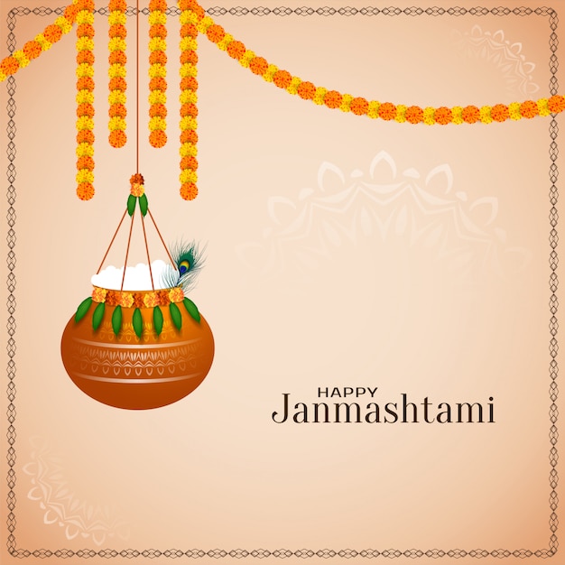 Premium Vector | Happy janmashtami religious indian festival background