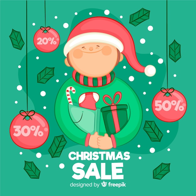 Download Free Vector Happy Kid Christmas Sale Background PSD Mockup Templates