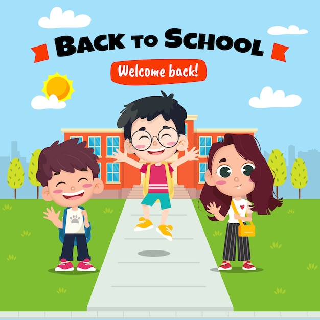 Premium Vector | Happy kids back to school concept