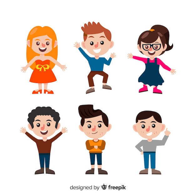 Verbazingwekkend Happy kids character collection in flat design | Free Vector SY-81