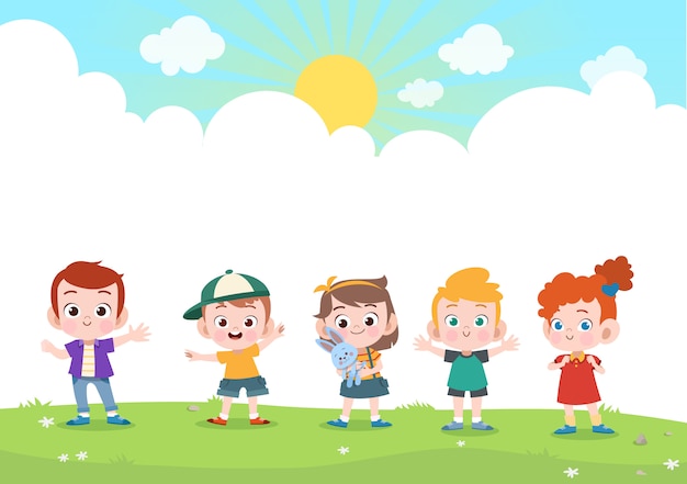 Happy kids together vector illustration | Premium Vector