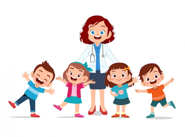 Premium Vector Happy Kids With Doctor Smile