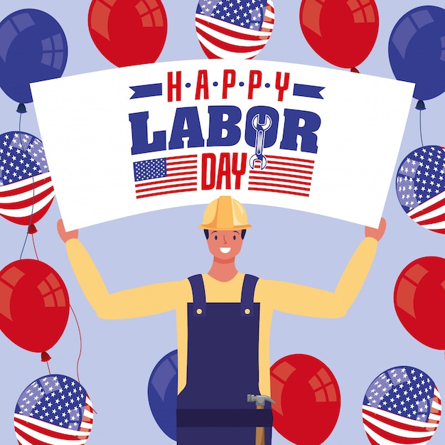 Premium Vector | Happy labor day card