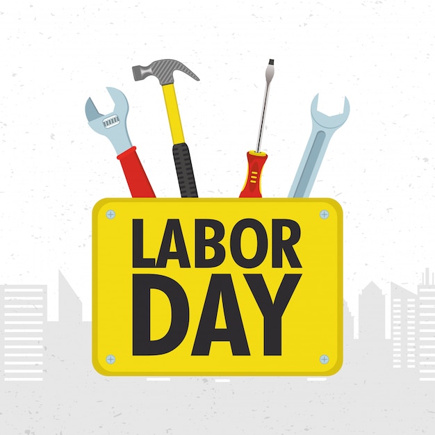 Premium Vector | Happy Labor Day Celebration With Set Tools