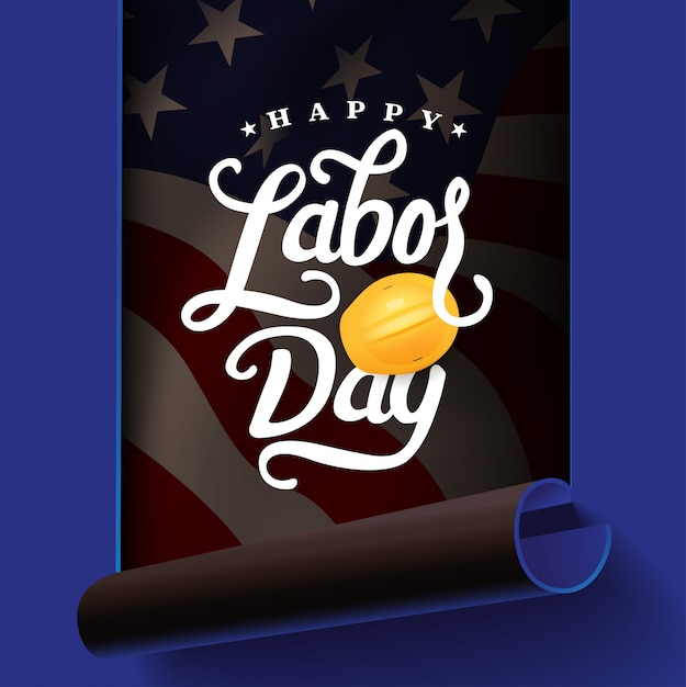 Premium Vector Happy Labor Day Hand Lettering Background Banner Template