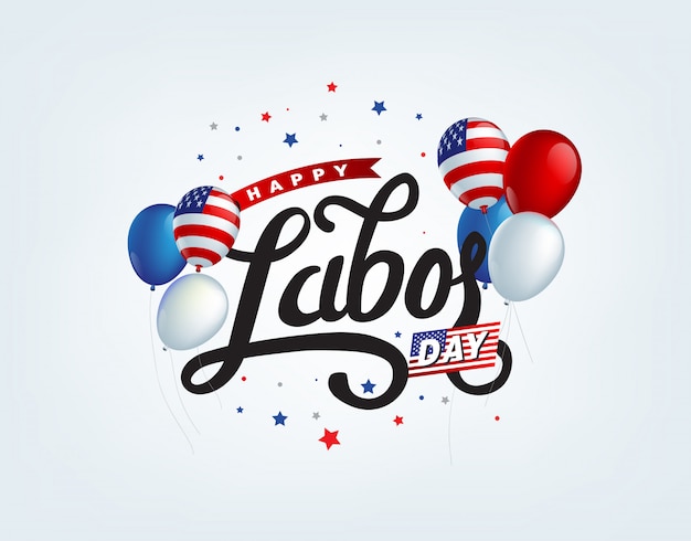 Premium Vector Happy Labor Day Hand Lettering Background Banner Template