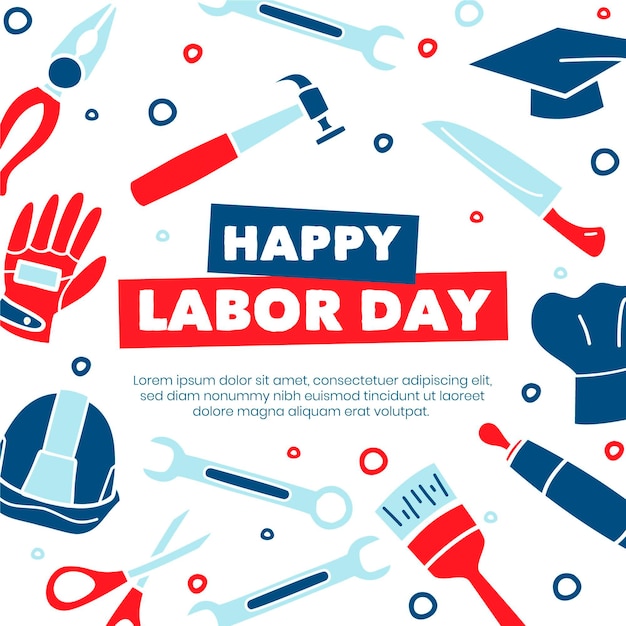 Free Vector Happy labor day with tools