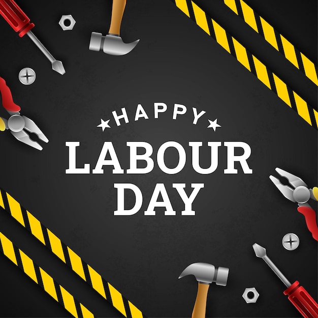 Premium Vector | Happy labour day background with american flag yellow ...