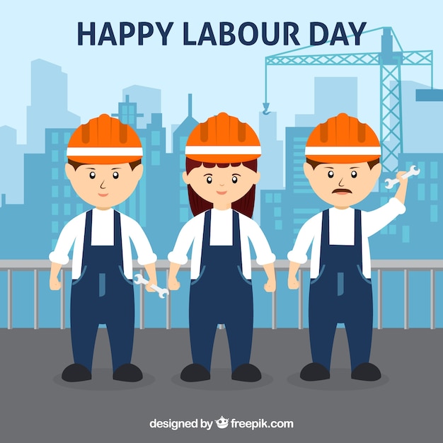 Free Vector | Happy labour day background with workers in flat style