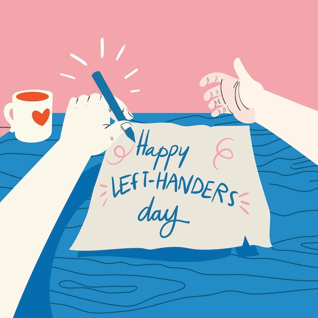 Happy Left Handers Day Free Vector