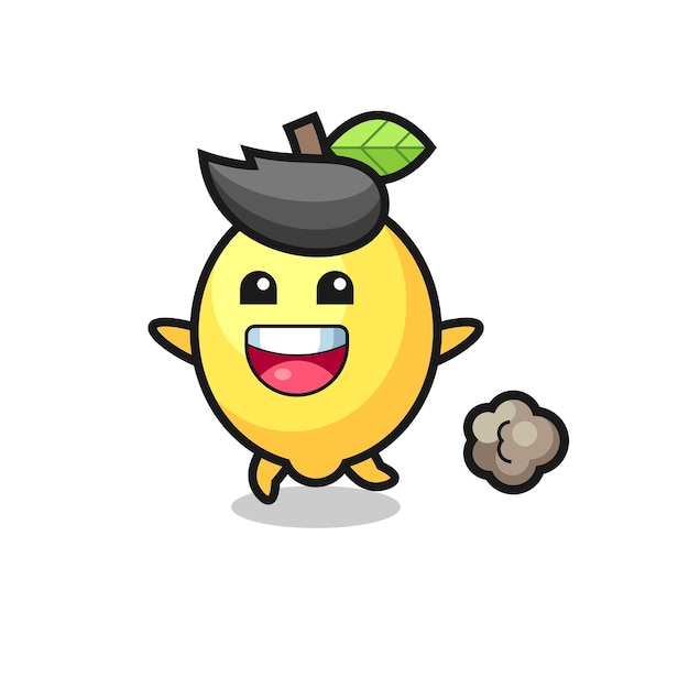 Premium Vector | The happy lemon cartoon with running pose , cute style ...