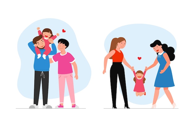 Free Vector Happy Lesbian Family With Child