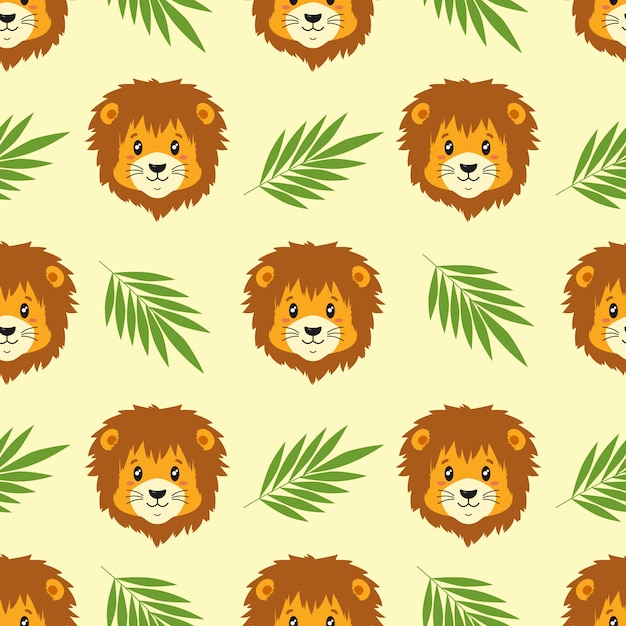 Premium Vector Happy lion seamless pattern.