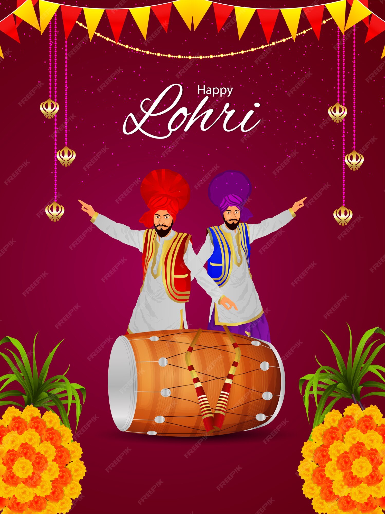 Premium Vector | Happy lohri background flyer