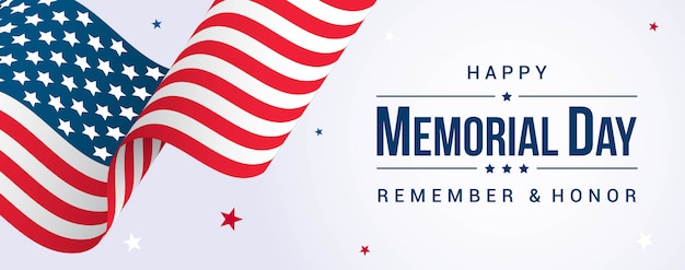 Premium Vector Happy Memorial Day Banner With Usa Flag Waving