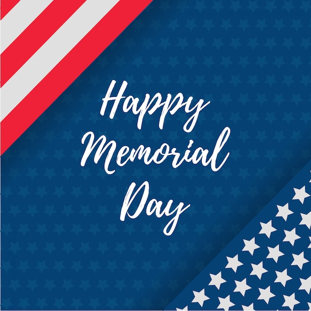 Happy memorial day greeting card with usa flag Premium Vector