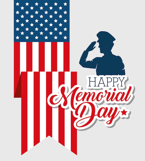 Premium Vector | Happy memorial day soldier silhouette