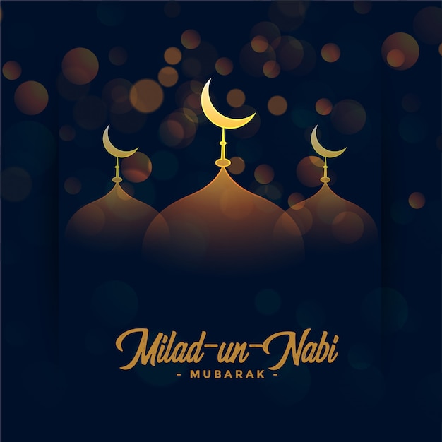 Happy milad un nabi festival card with mosque Free Vector