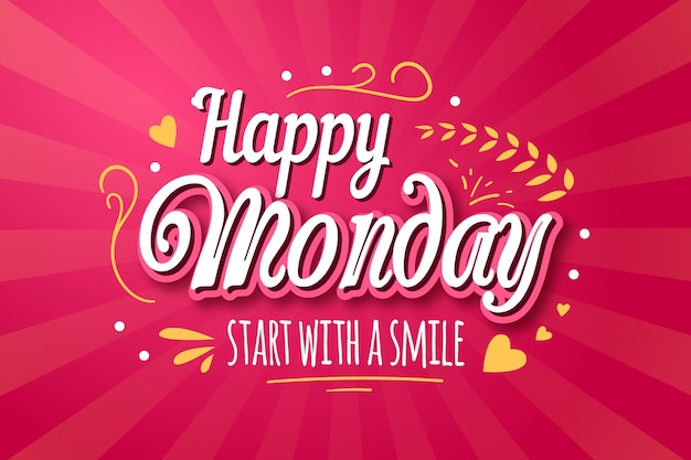 Premium Vector | Happy monday pink background