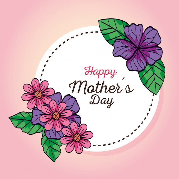 Download Happy mother day card and frame circular with flowers ...