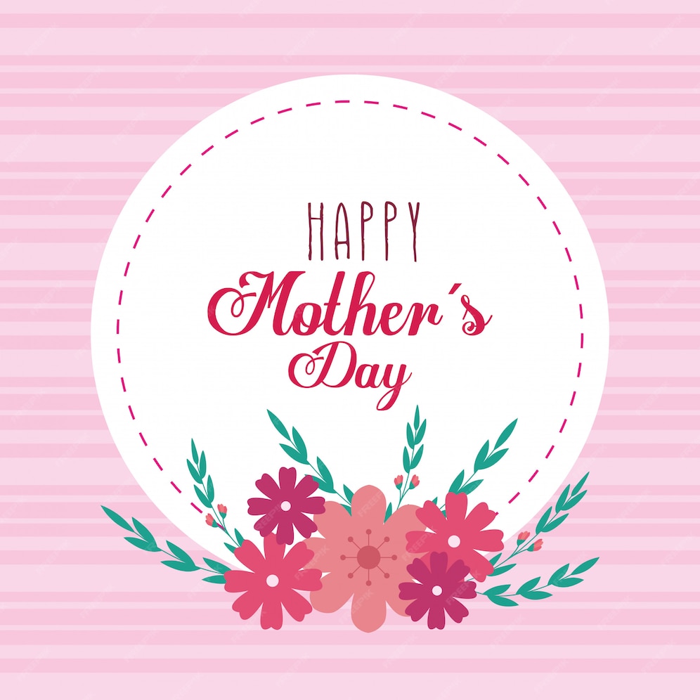 Free Vector | Happy mother day card and frame circular with flowers ...