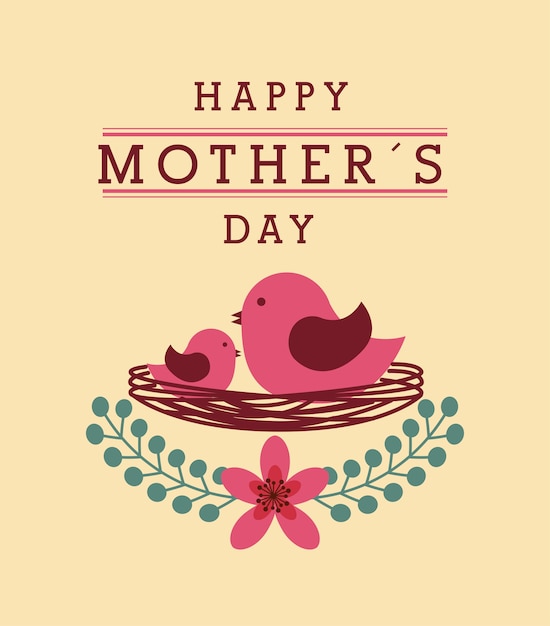 Download Happy mother day card with birds icon Vector | Premium ...