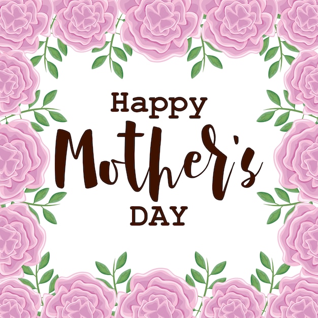 Premium Vector | Happy mother day card with frame of flowers