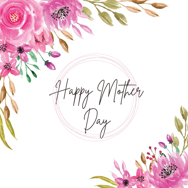 Premium Vector Happy Mother Day Floral Watercolor Pink Design