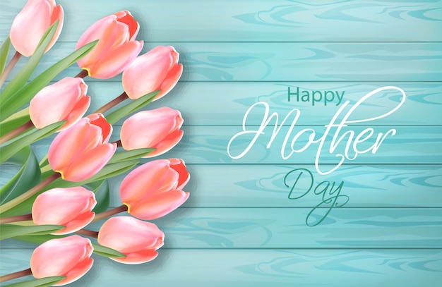 Download Happy mother day tulip flowers bouquet Vector | Premium ...