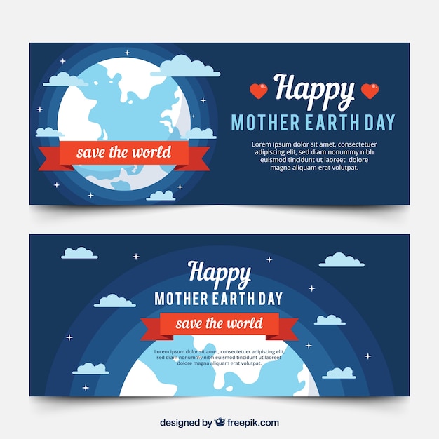 Download Happy mother earth day banners in flat design Vector ...