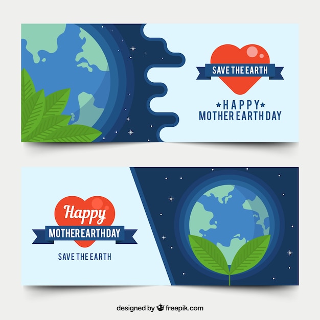 Download Happy mother earth day banners in flat design Vector ...