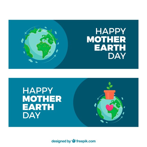 Download Happy mother earth day banners in flat design | Free Vector