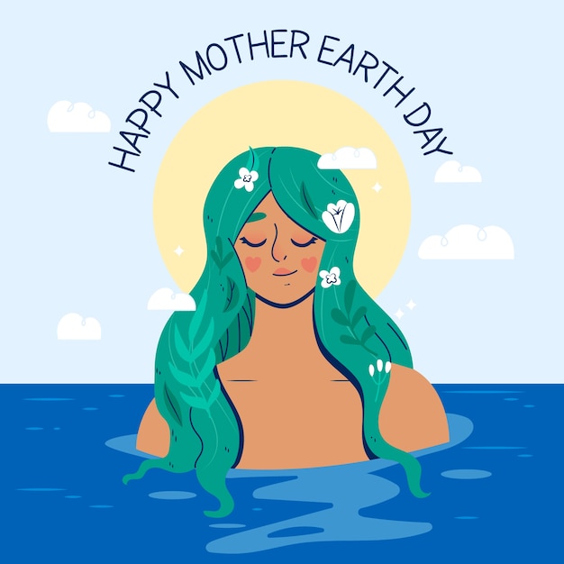 Download Free Vector | Happy mother earth day with hand drawn woman ...